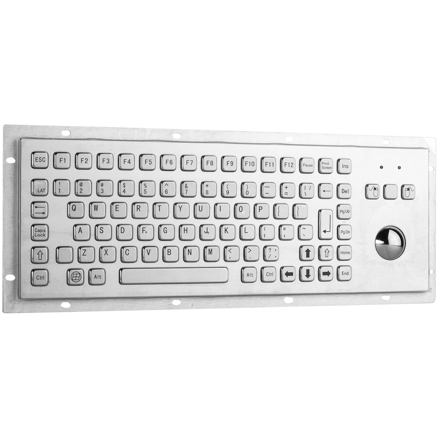 Rugged panel mount keyboard with trackball KB-000-NW0S0T7