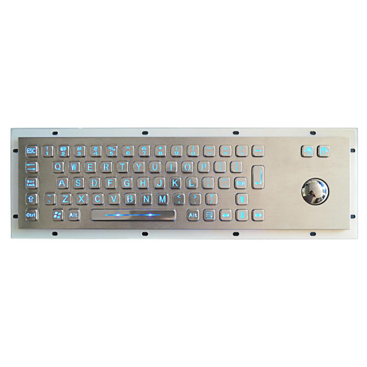 Rugged panel mount keyboard with trackball KB-000-NW0S0S1